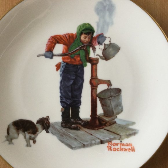 1977 Gorham "Winter-Chilling Chore" Norman Rockwell 10 1/2" plate et - Picture 4 of 6